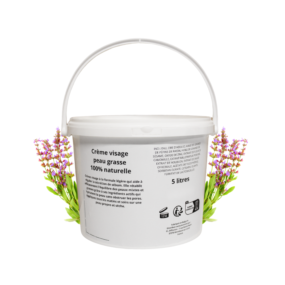 Crème visage peau grasse - gros contenant 5 LITRES