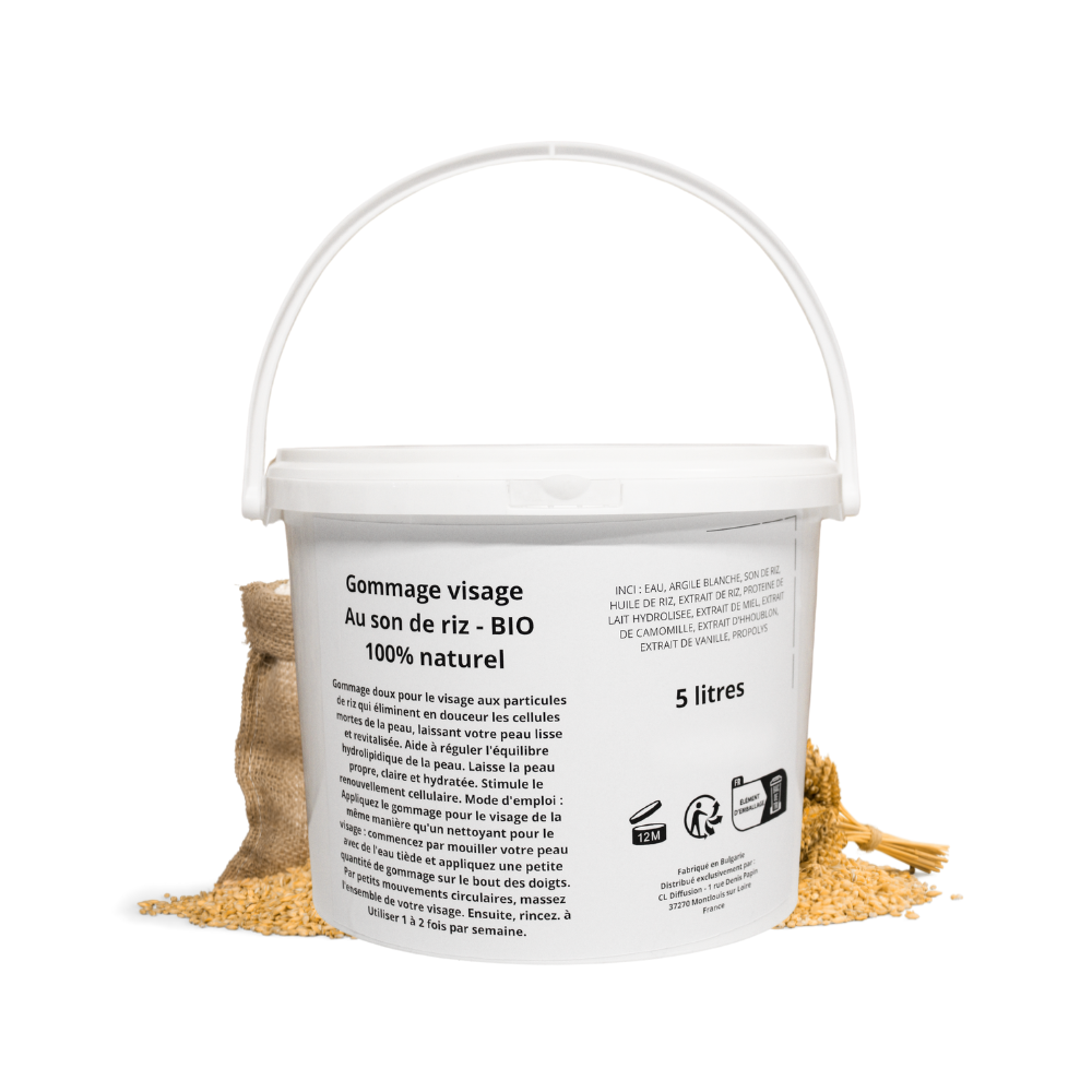Gommage visage - Au son de riz - gros contenant 5 LITRES