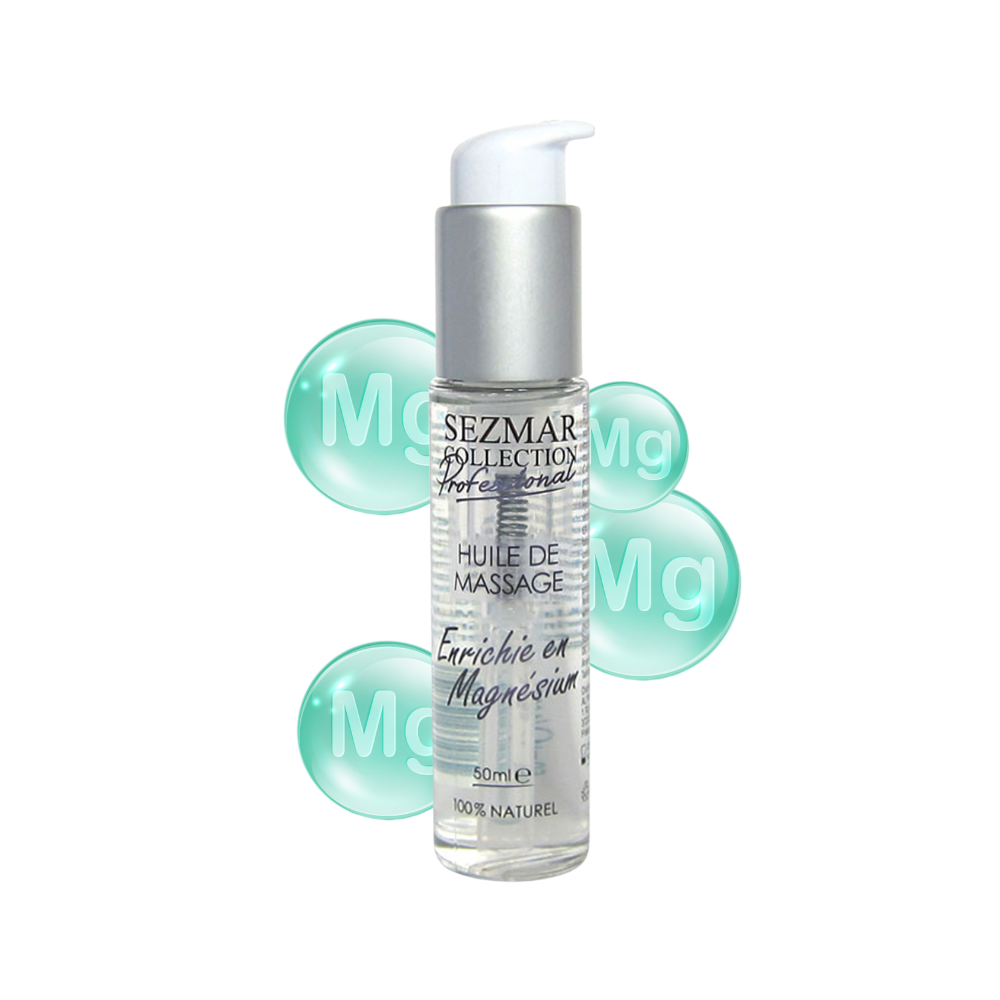 Huile de massage professionnelle Enrichie en Magnésium 100% naturelle 50 ml