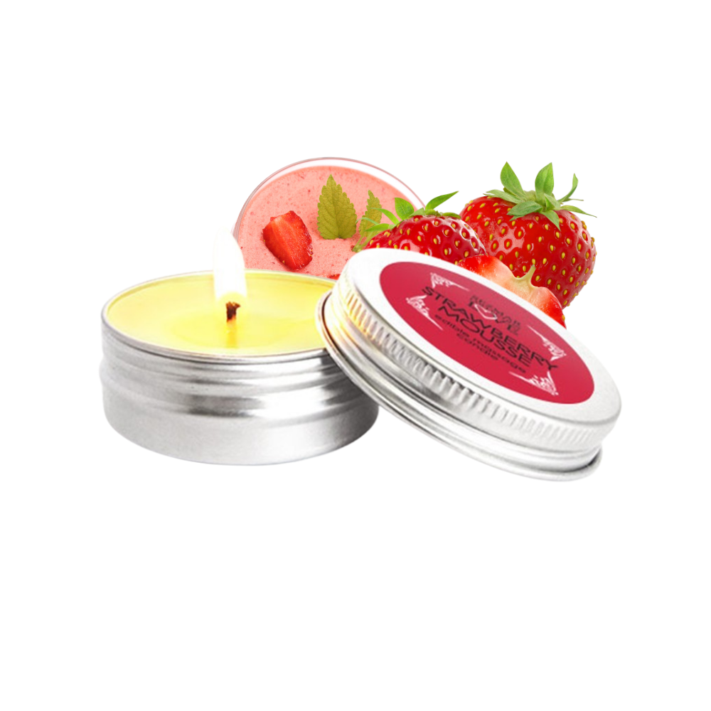 Mini Bougie de massage mousse fraise 100% naturelle 30ml