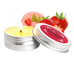 Mini Bougie de massage mousse fraise 100% naturelle 30ml