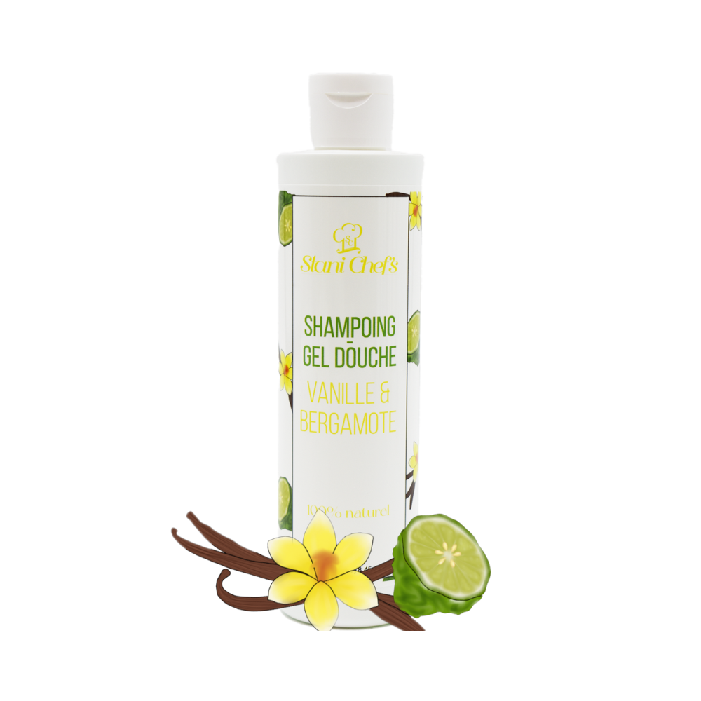 2 en 1 Gel douche corps et shampoing vanille et bergamote - 250ml 100% naturel
