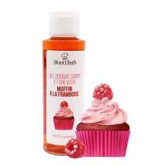 2 en 1 Gel douche corps et shampoing - Muffin à la framboise - 100ml 100% naturel - Format voyage