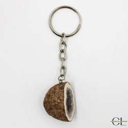 Porte-clefs avec pierre naturelle Géode Agate brute 3cm