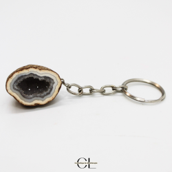 Porte-clefs avec pierre naturelle Géode Agate brute 3cm