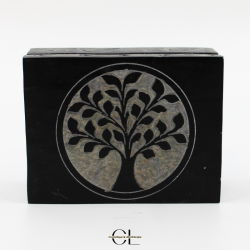 Boîte à bijoux en pierre Saponite rectangle Arbre de Vie 10cm
