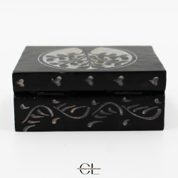 Boîte à bijoux en pierre Saponite rectangle Arbre de Vie 10cm