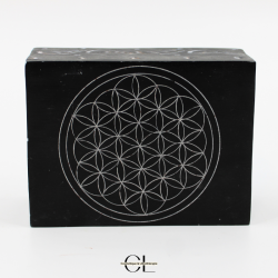 Boîte à bijoux en pierre Saponite rectangle Fleur de Vie 10cm
