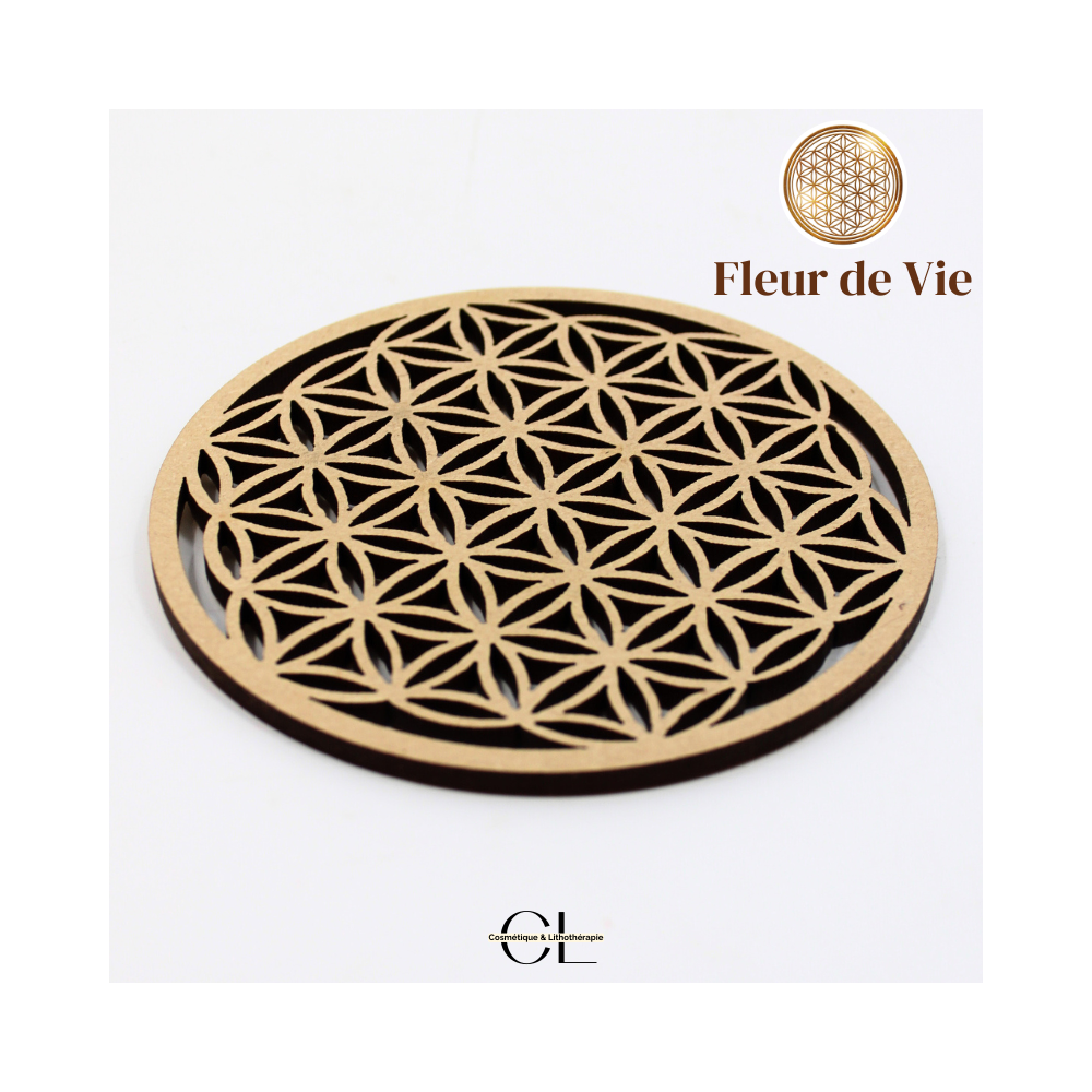 Plaque Fleur de Vie Sculptée Bois 10cm