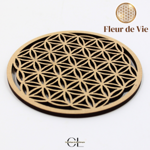 Plaque Fleur de Vie Sculptée Bois 10cm