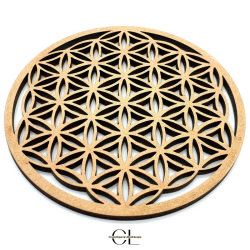 Plaque Fleur de Vie Sculptée Bois 10cm