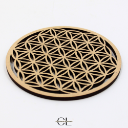Plaque Fleur de Vie Sculptée Bois 10cm
