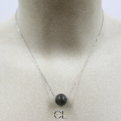 Collier en argent 925  avec pierre Labradorite A Boule 12mm