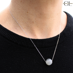 Collier en argent 925  avec pierre Labradorite A Boule 12mm