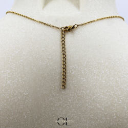 Collier chaine en acier inoxydable doré  avec pierre Améthyste A et Croix