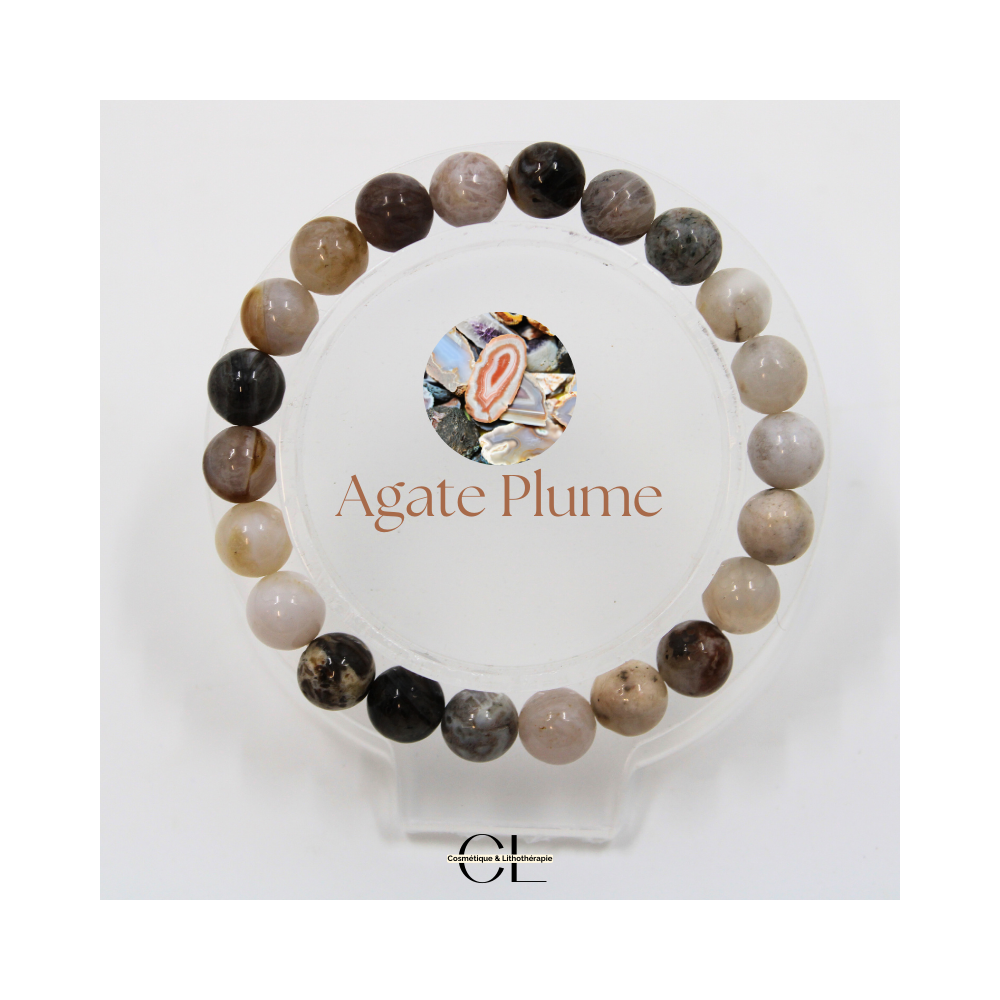 Bracelet en pierres naturelles Agate Plume AB 8mm