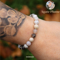 Bracelet en pierres naturelles Agate Plume AB 8mm