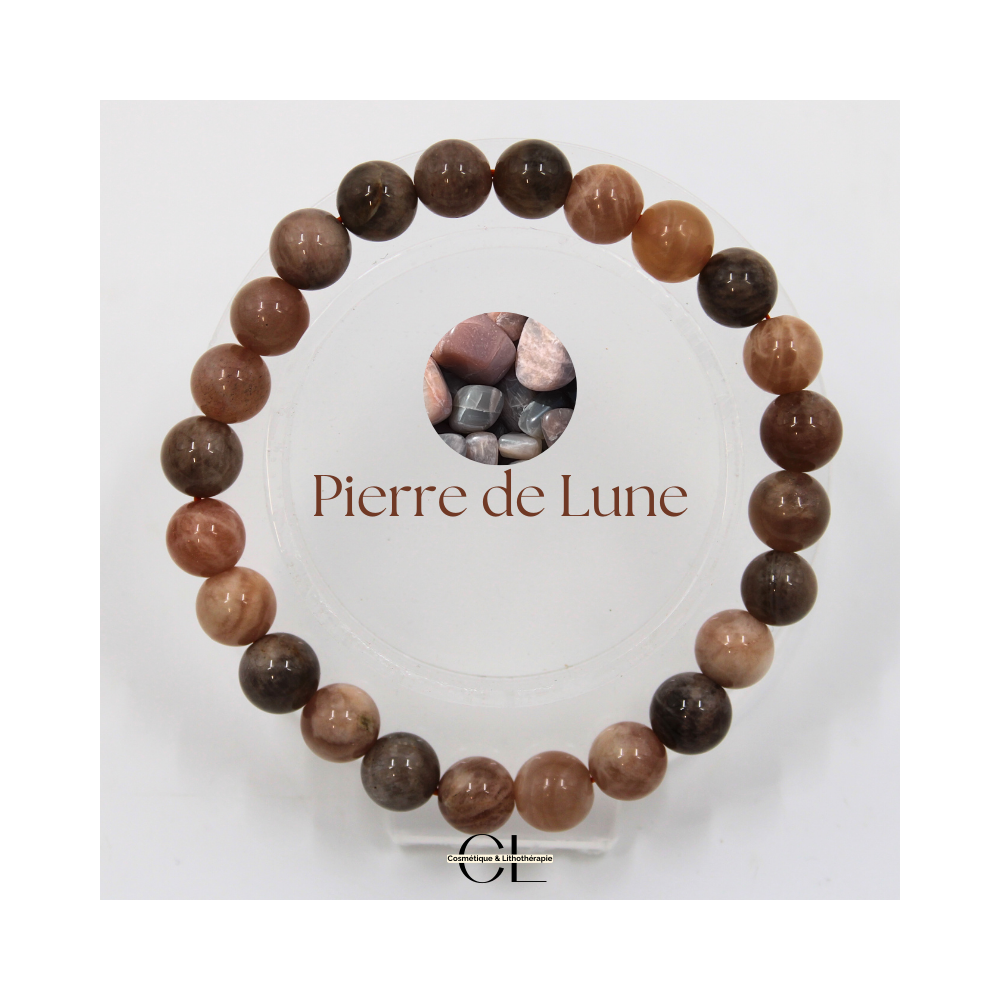 Bracelet en pierres naturelles Pierre de Lune Multicolore AB 8-9mm