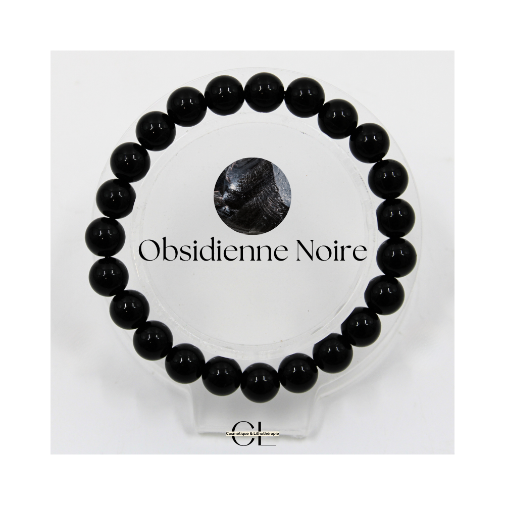 Bracelet en pierres naturelles Obsidienne noire A 8mm