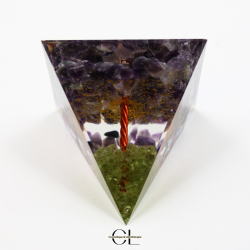 Orgonite pyramide Amethyste et Péridot Arbre de Vie