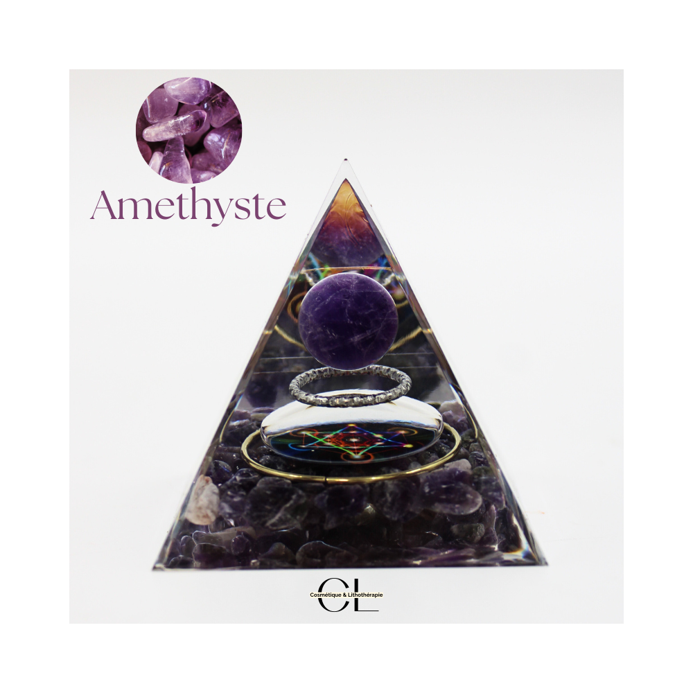 Orgonite pyramide Amethyste Métatron