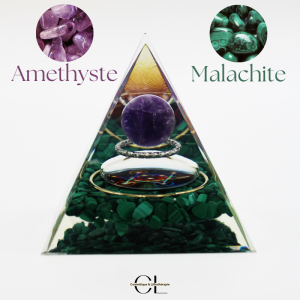 Orgonite pyramide Amethyste  Malachite Métatron