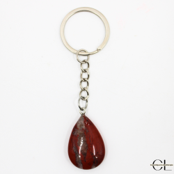 Porte-clefs avec pierre naturelle Jaspe Rouge AB 30mm en forme de goutte
