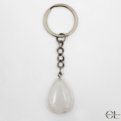 Porte-clefs en pierre naturelle Cristal de Roche A 30mm en forme de goutte