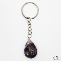 Porte-clefs avec pierre naturelle Amethyste AB 30mm en forme de goutte