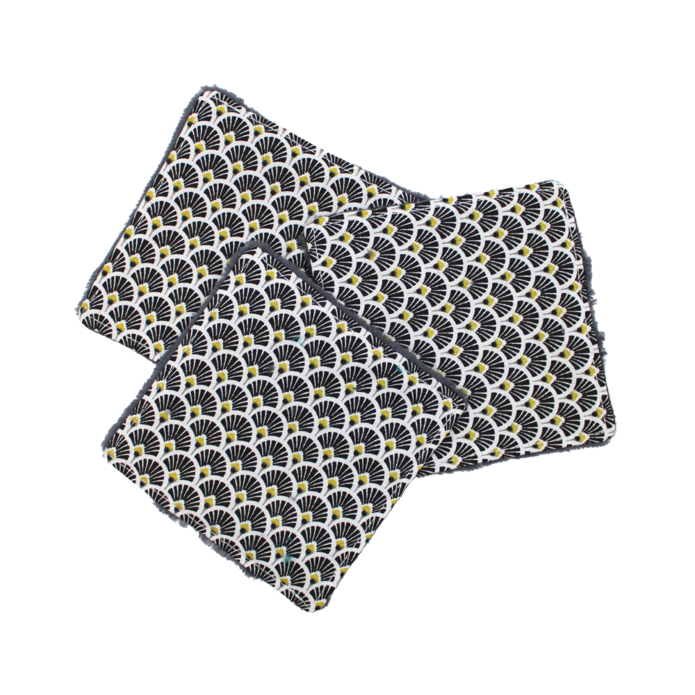 Lot de 3 cotons lavables gris assortis motif écailles