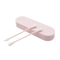 2 cotons-tiges réutilisables  boite de rangement - Rose