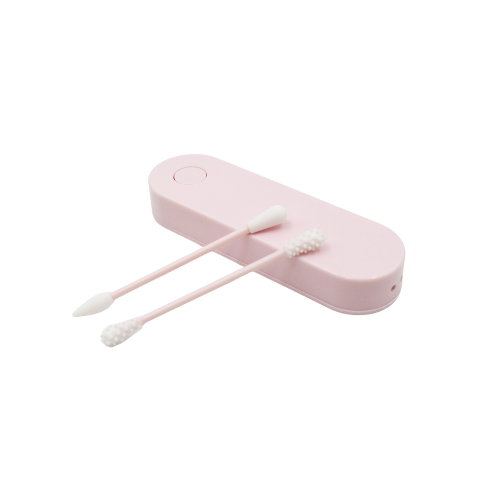 2 cotons-tiges réutilisables  boite de rangement - Rose