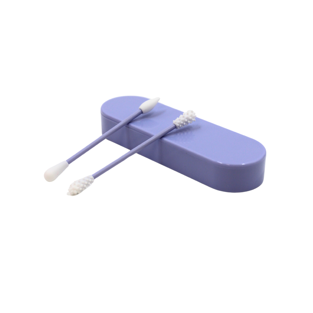 2 cotons-tiges réutilisables  boite de rangement - Violet