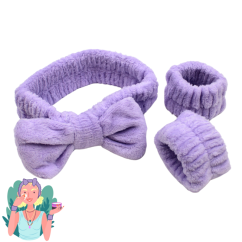 Set bandeau de démaquillage avec bracelets de poignets violet