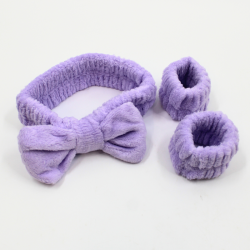 Set bandeau de démaquillage avec bracelets de poignets violet